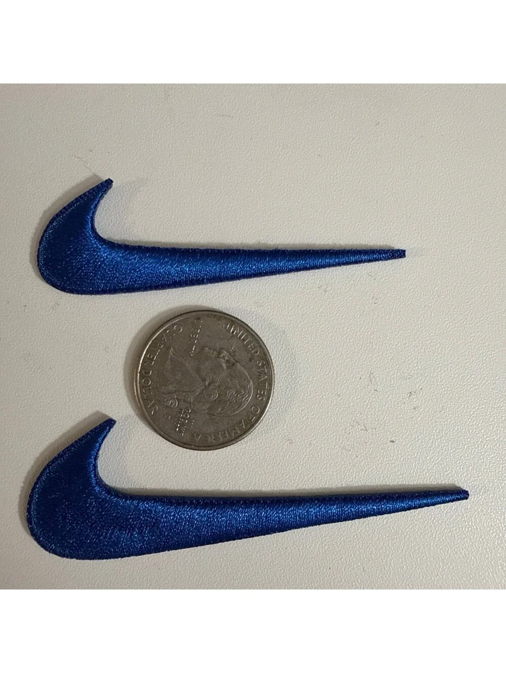 2 Pc of Nike Embroidered Swoosh Iron On Patches Blue Patch 2.5 And 3 inches New
